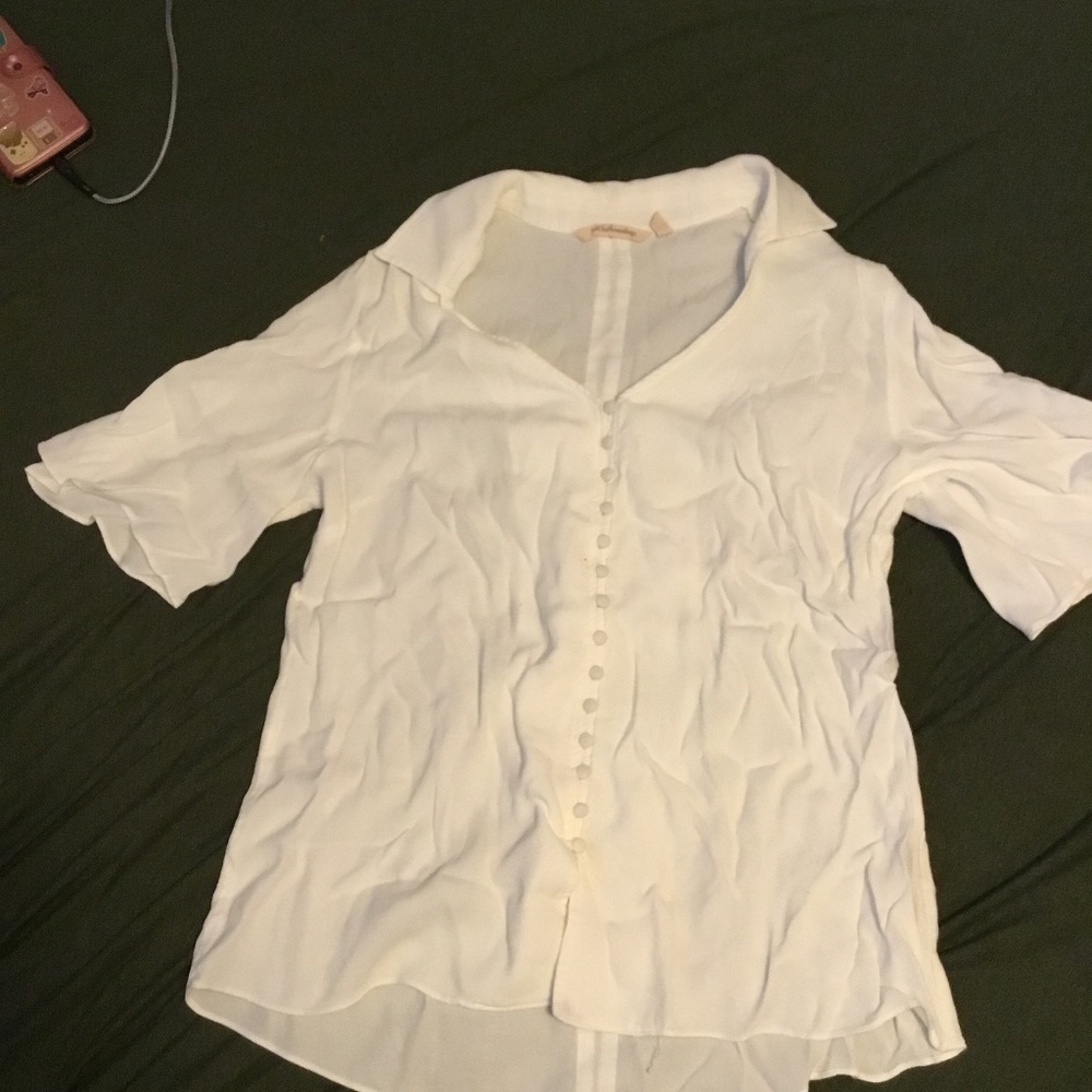White chiffon button up